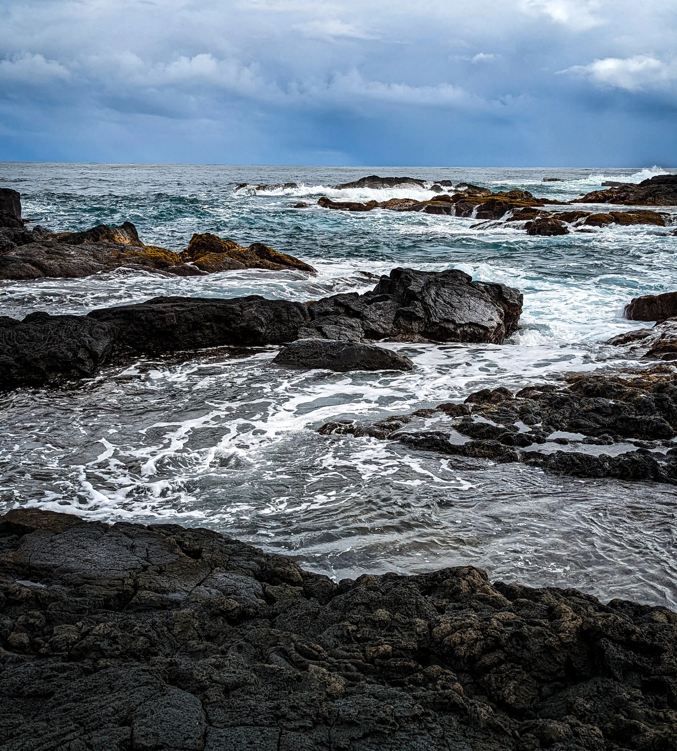 Rocks and waves in hawaii.