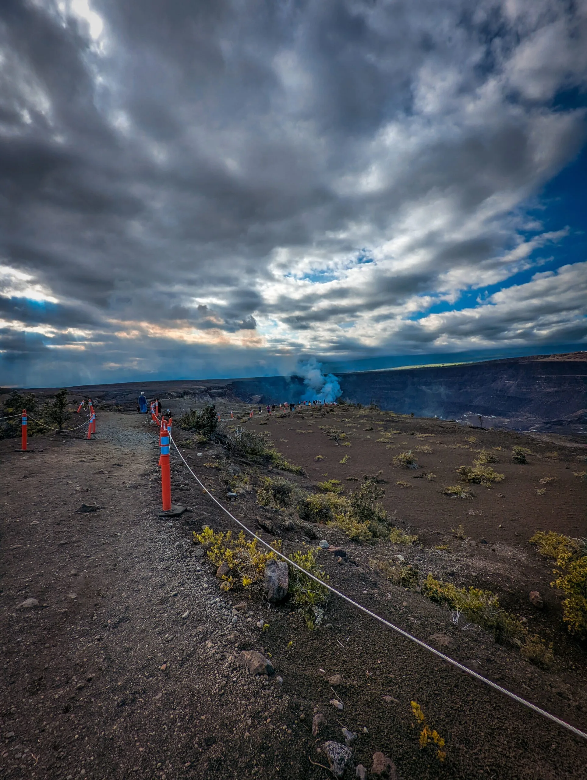 A landscape photograph taken of the lava fields at hawaii volcanoes national park..