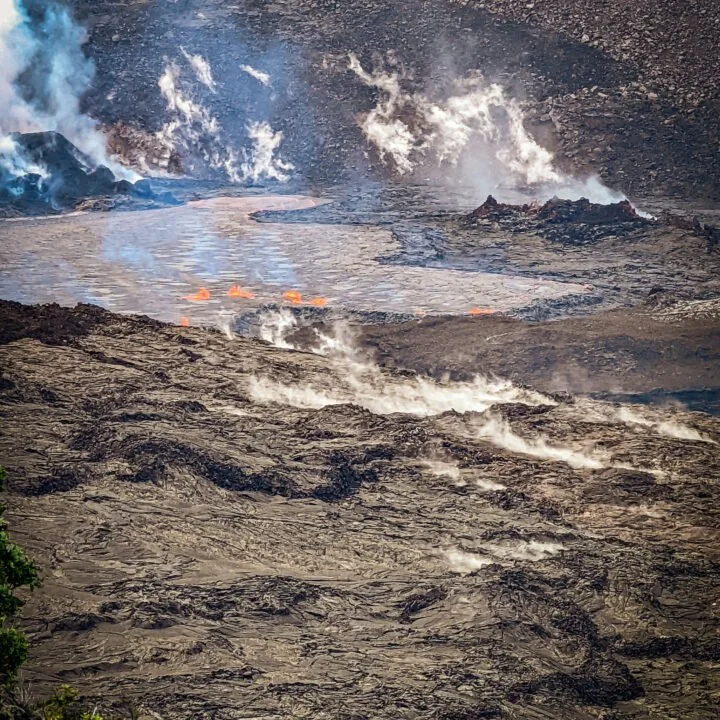 Active volcanic eruption at Hawaii Volcanoes National Park..