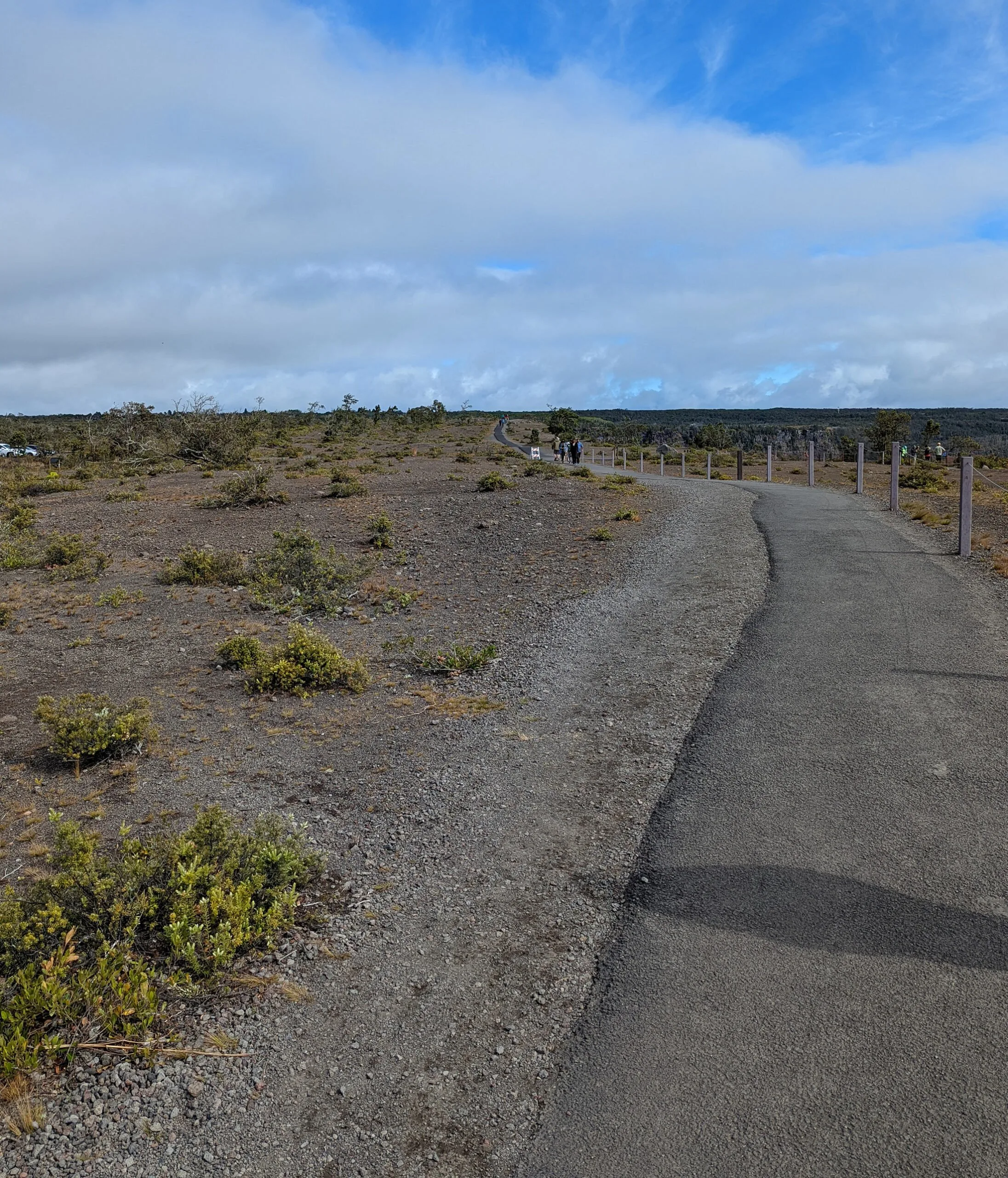 Wide open paved walkways at hawaii volcanoes national park..