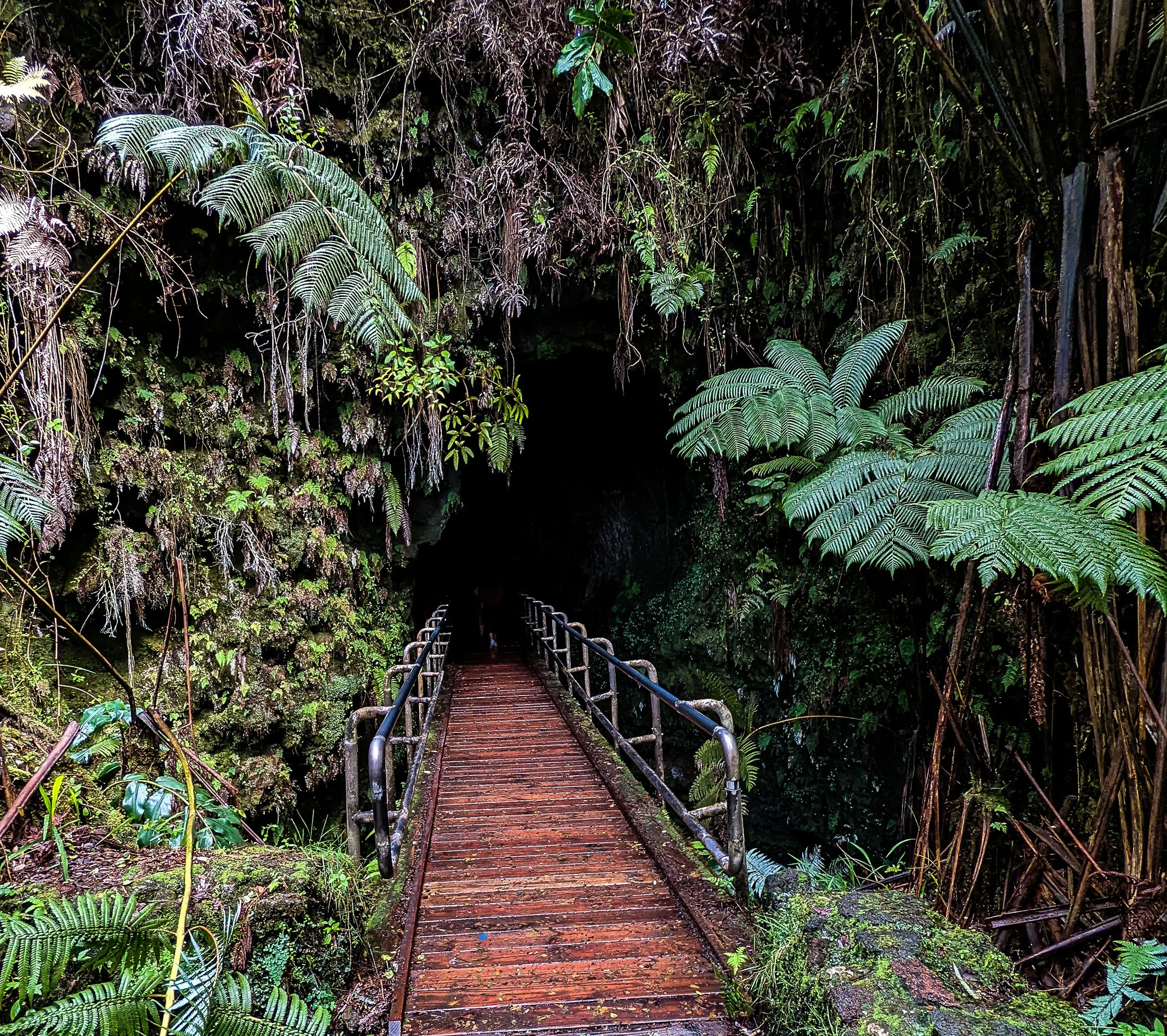 Wide open paved walkways at hawaii volcanoes national park..