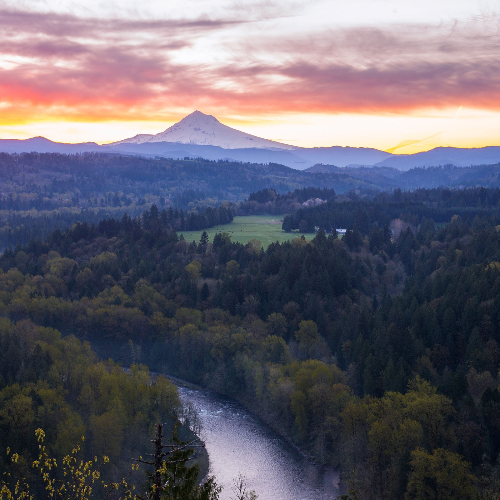 A view at sunset from one of the spots on this portland waterfall day trip.