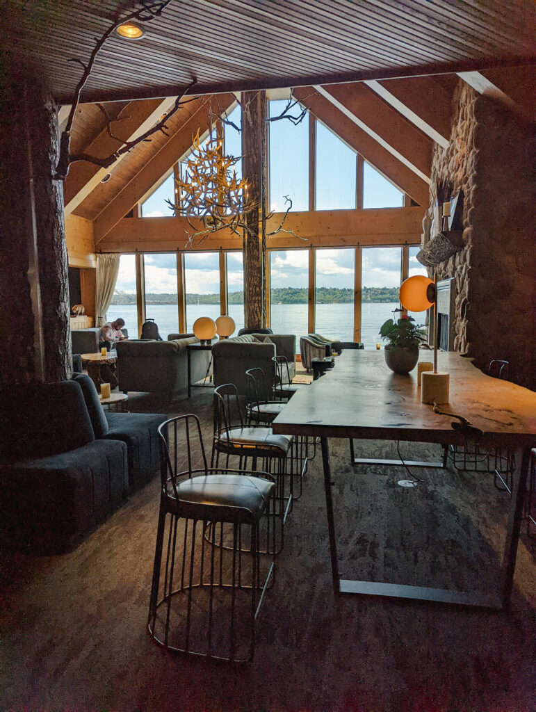 The dining room at the edgewater hotel in seattle, washington.