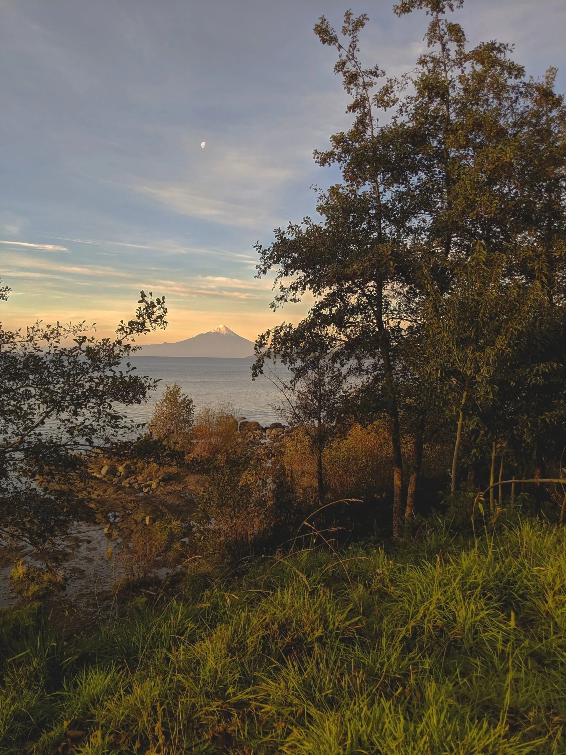 View of the osorno volcano in the lakes district of chile.