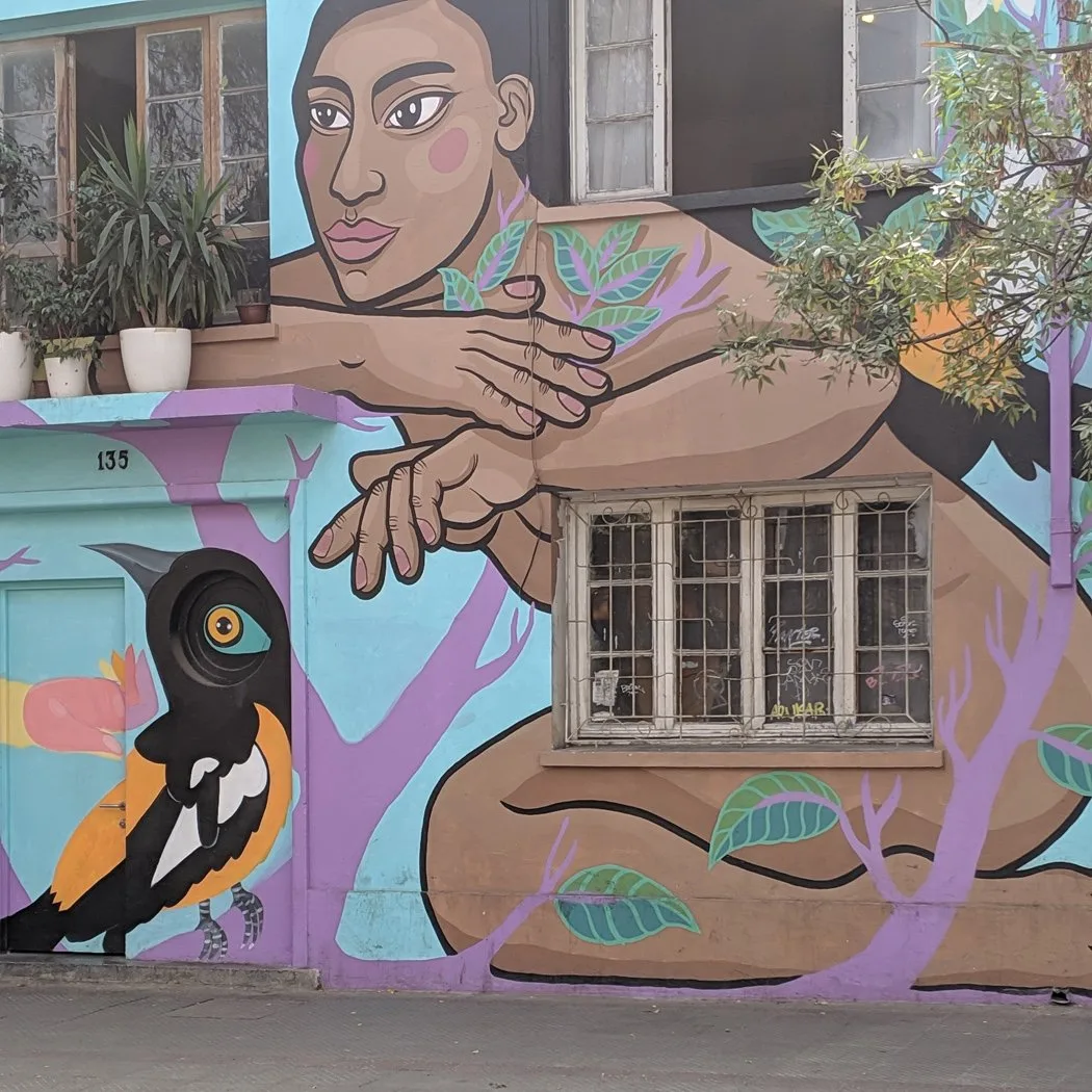 A mural in santiago showing a woman's body.