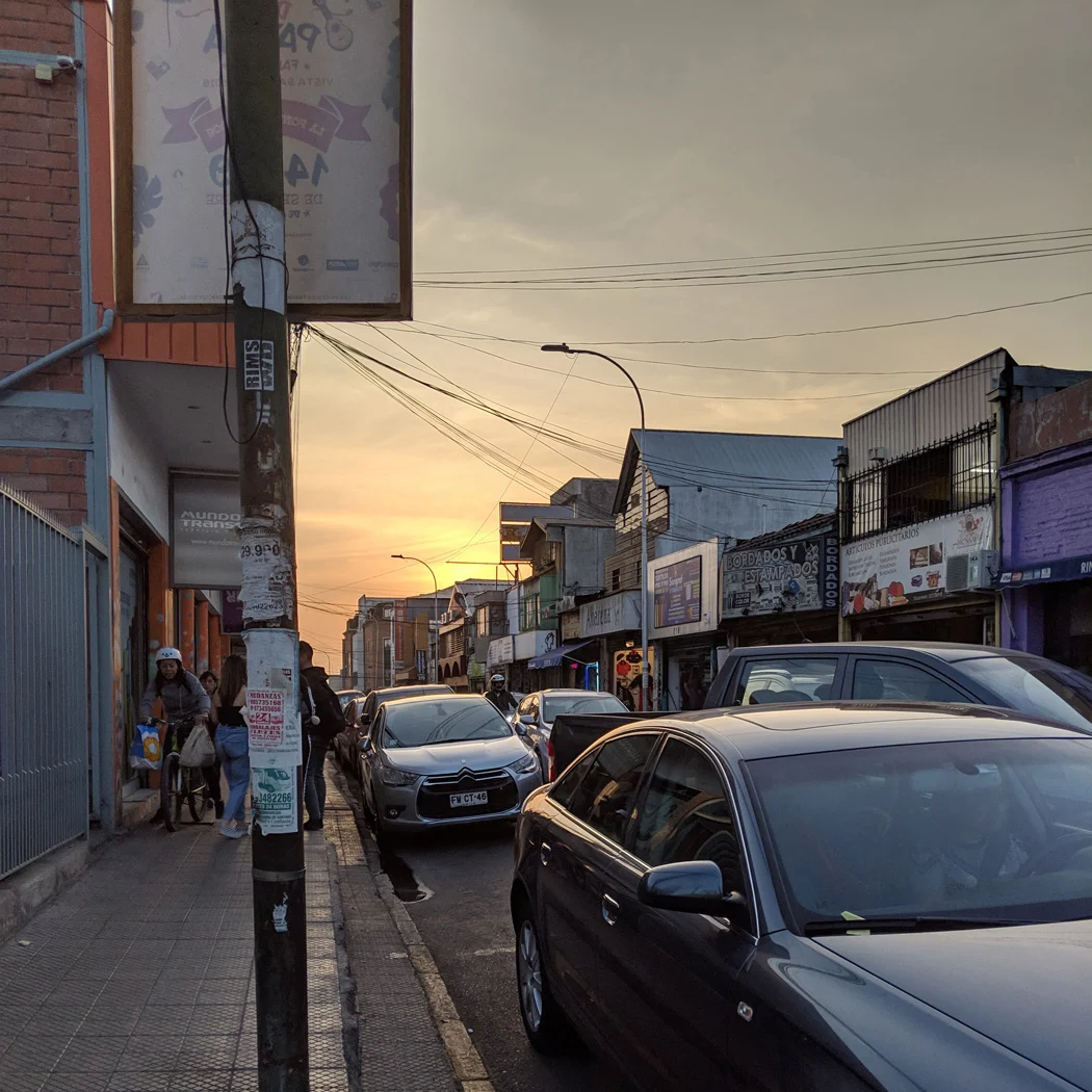 An ordinary street at sunset in santiago chile.