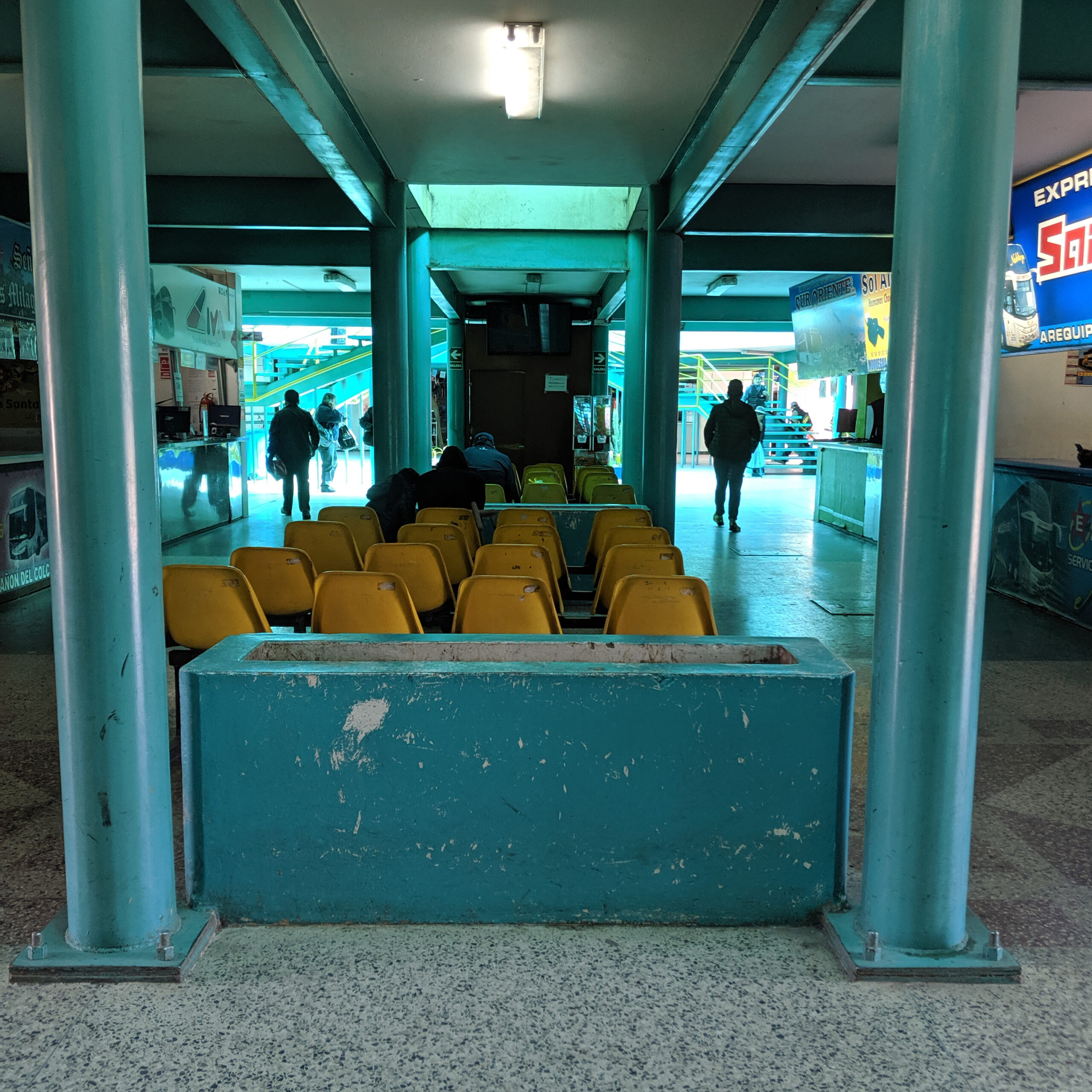A south american bus station.