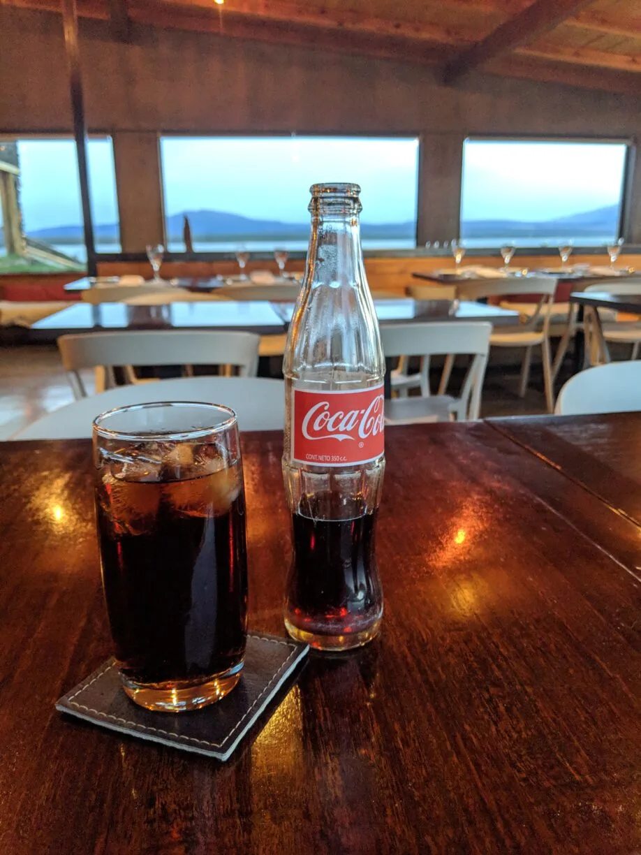 A chilean cocktail containing coca cola and pisco.