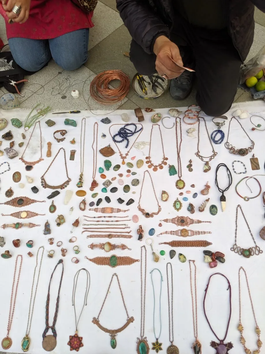 Jewelry for sale by local artists in chile.