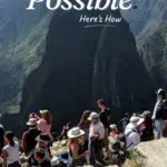 Travelling with no money is possible here's how text on image of a landscape with tourists.