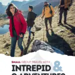 Small group travel with intrepid & g adventures in 2022: what to expect text on image of people hiking