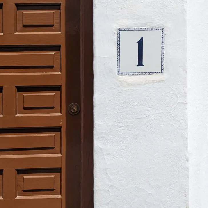 The door to an Airbnb apartment in Frigiliana Spain