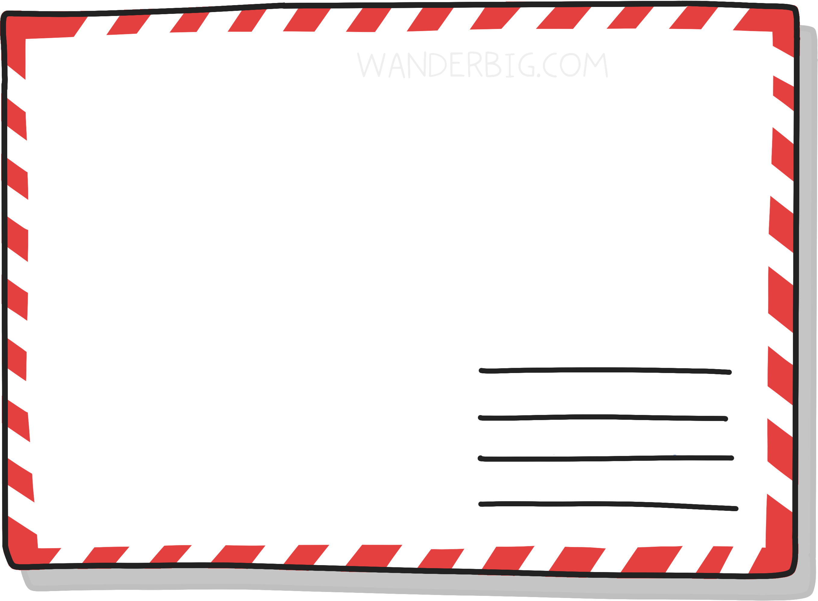 Ilustration of the back of a postcard when it's blank right after purchase.