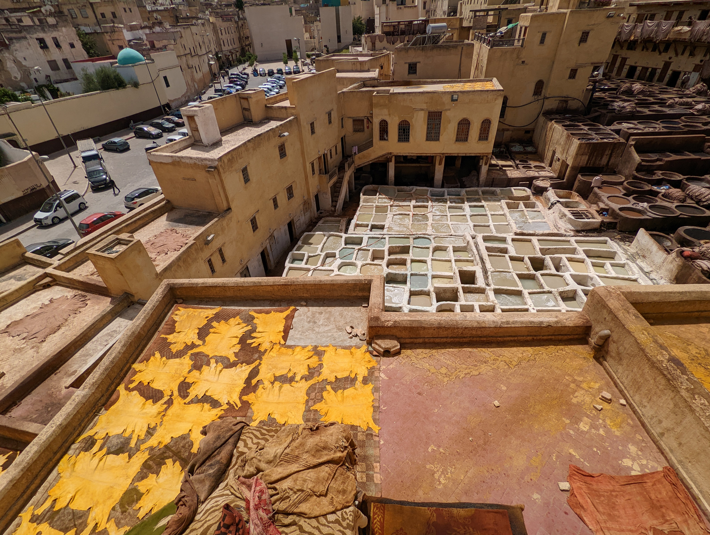 A leather tannery in the city of fez, morocco.