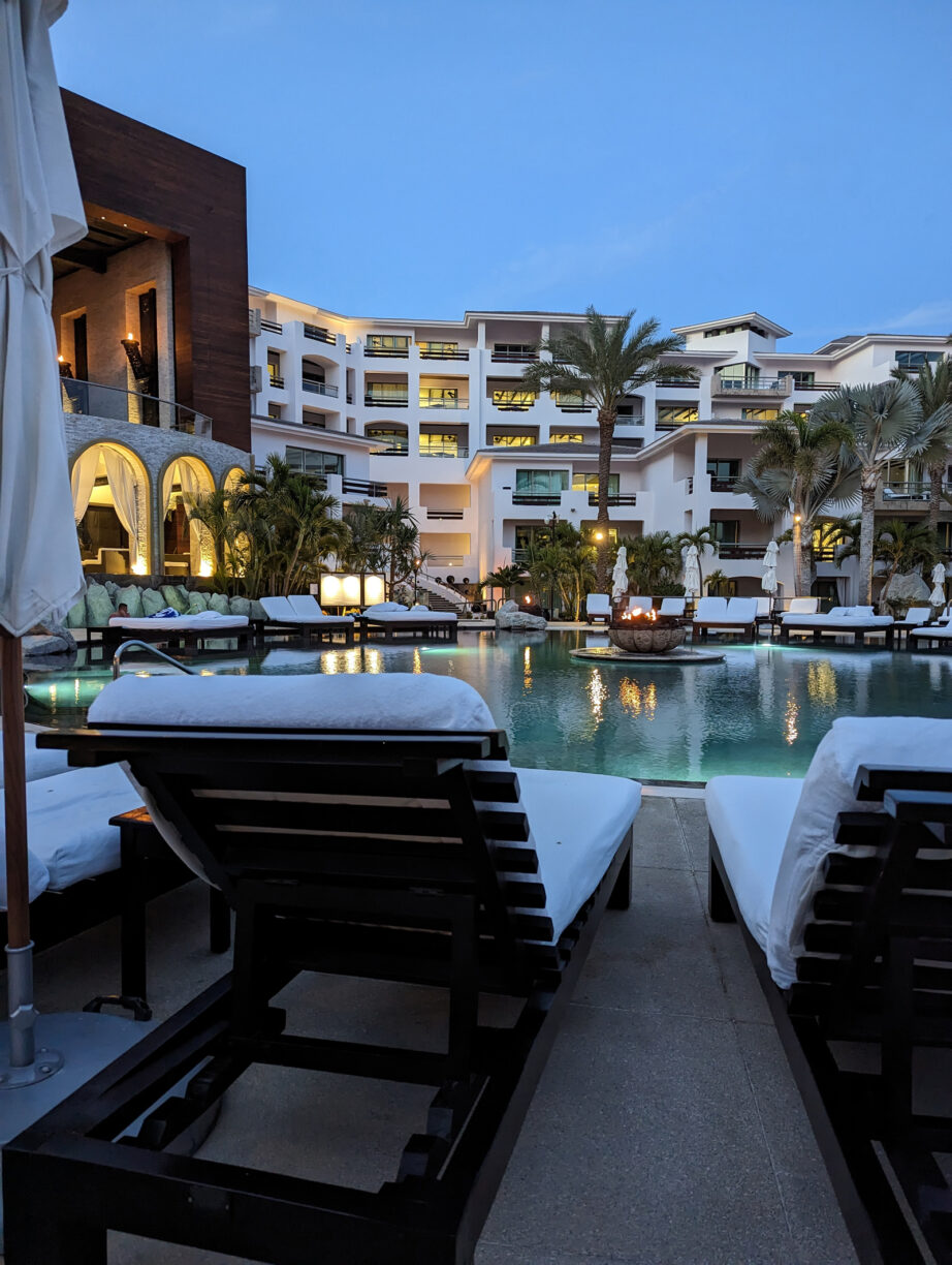 Loungers at cabo azul in early morning.