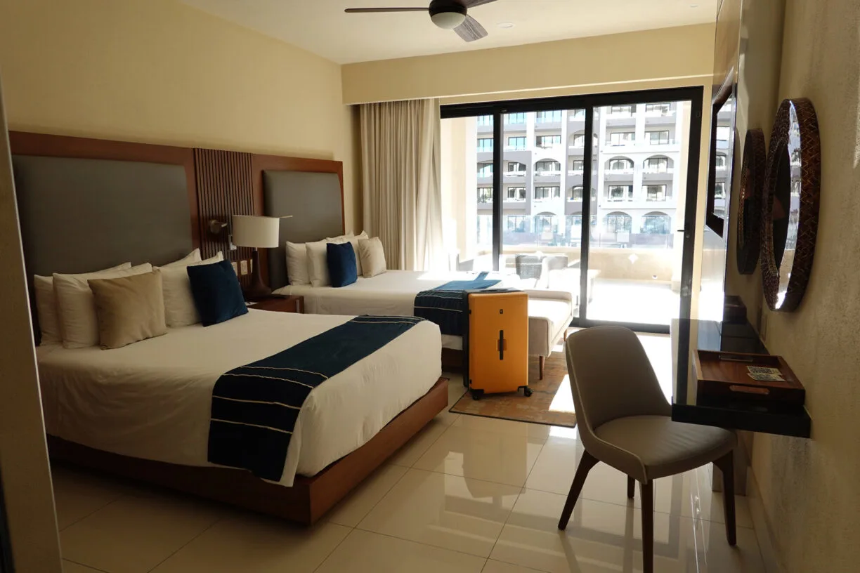 The interior of a studio room at the villa la valencia resort