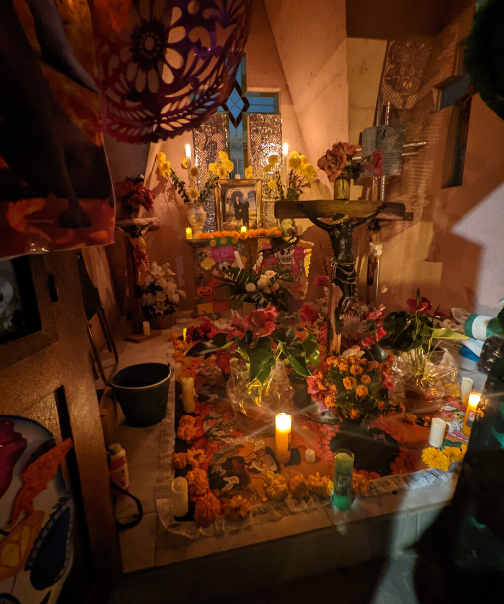 A grave decorated for day of the dead in mexico