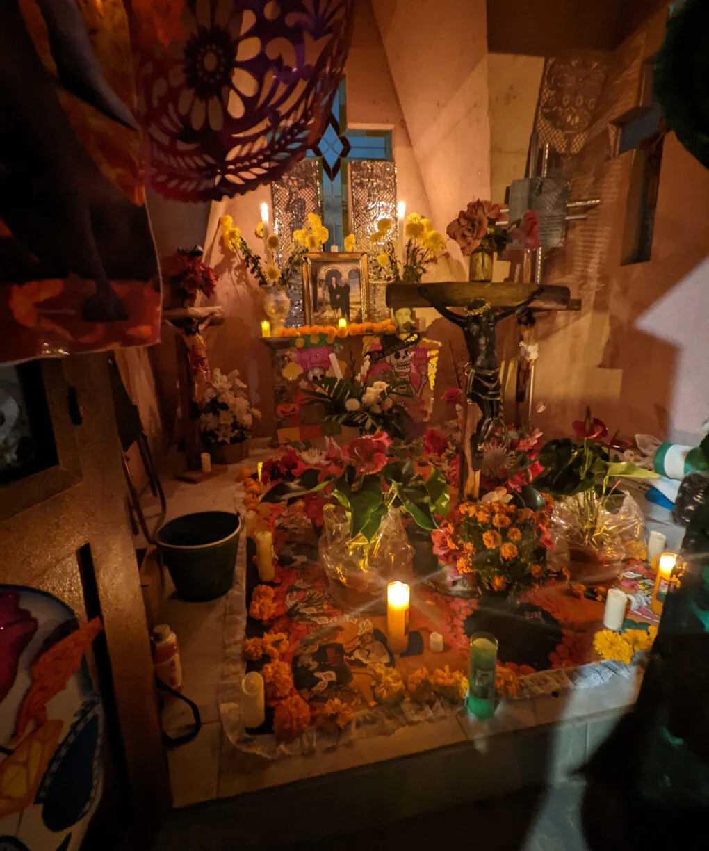 A grave decorated for day of the dead in mexico