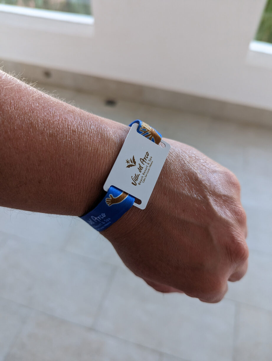 A wristband at a resort.
