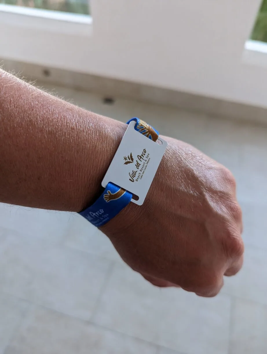 A wristband at a resort.