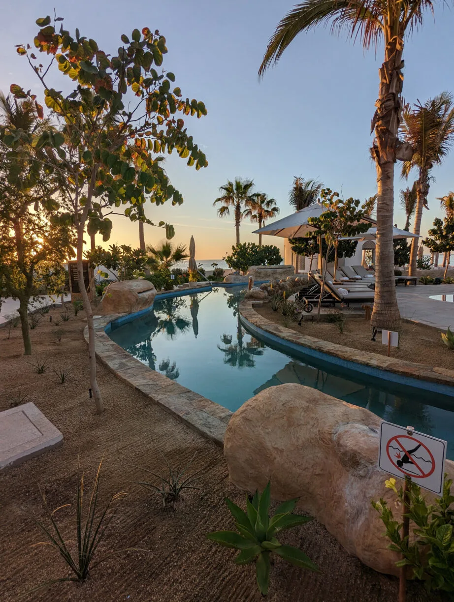 Lazy river at villa la valencia. At sunset